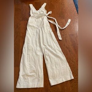 Anthropologie White Wide-Leg Jumpsuit